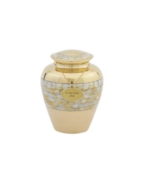 Mother of Pearl Brass with Mother of Pearl Tile Urn
