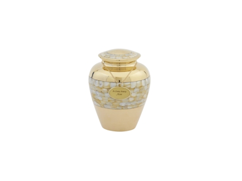 Mother of Pearl Brass with Mother of Pearl Tile Urn